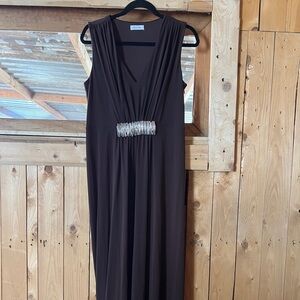 Calvin Klein Elegant Chocolate Brown Evening Gown